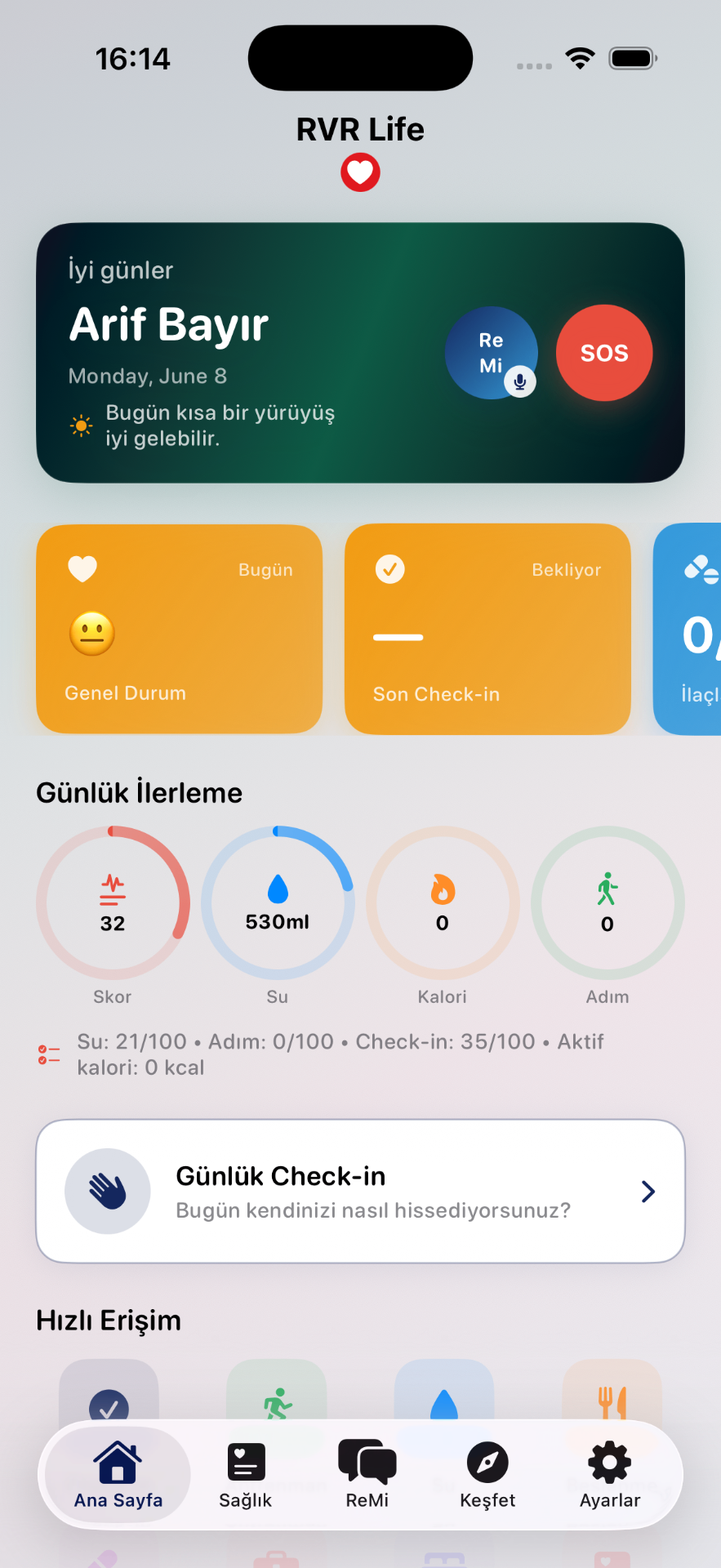 RVR Life uygulama ekranı